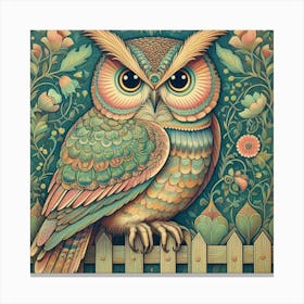 Owl On A Fence Canvas Print