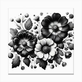 Black and white flowers 5 Canvas Print