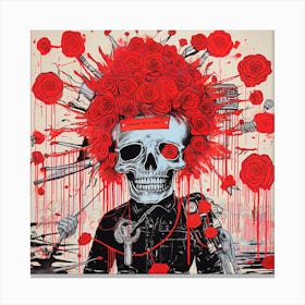 Skull With Roses 6 Canvas Print