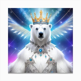 Polar Bear With Crown 2 Canvas Print