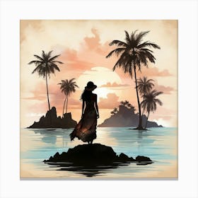 Boho Art Romantic island silhouette 1 Canvas Print