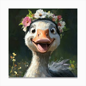 Duck With A Flower Crown Lienzo