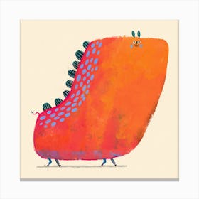 Red Dinosaur With Happy Face Canvas Print