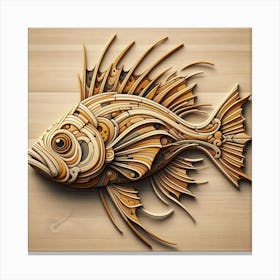 Intricate Wooden Fish Design Canvas Print