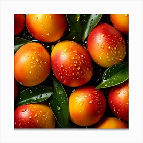 Mangoes On Black Background 1 Canvas Print