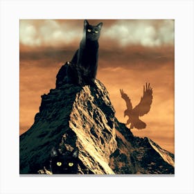 Black Cats On A Mountain Canvas Print