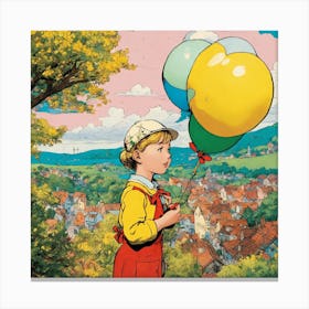 Girl With Balloons 1 Canvas Print