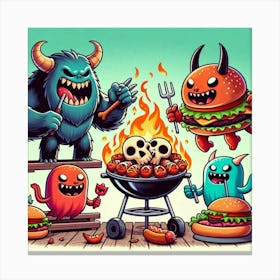 Monsters On The Grill Canvas Print