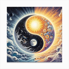 Yin Yang sun and moon Canvas Print