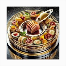 A Beautifully Plated Futuristic Dish Called Rings Canvas Print