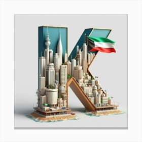 Kuwait City in Letter K  Canvas Print