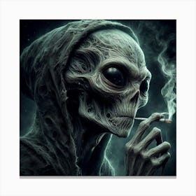 Alien Smoking A Cigarette Canvas Print