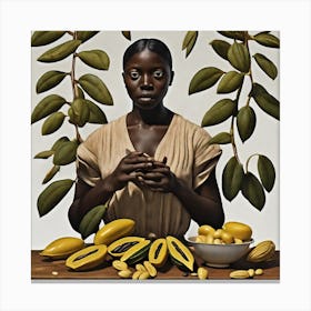 Woman With Bananas Canvas Print