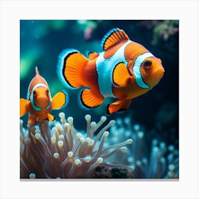 Vibrant Clownfish Duo in Coral Reef Canvas Print