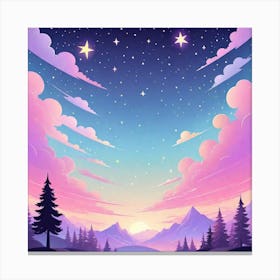 Sky With Twinkling Stars In Pastel Colors Square Composition 42 Canvas Print