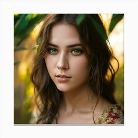 Portrait Of A Girl With Green Eyes 5 Canvas Print