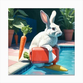 Rabbit In The Pool 3 Canvas Print