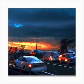 Sunset On The Highway Canvas Print