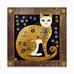 Cat With Blue Eyes in Gustav Klimt style Canvas Print