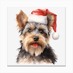 Yorkshire Terrier Santa Hat 3 Canvas Print