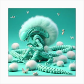 Alien Playing With Silkworms Canvas Print