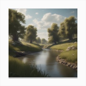 Stream In A Forest 3 Canvas Print