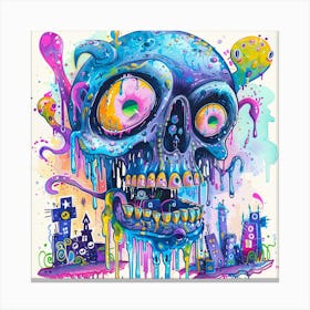Skull With Dripping Paint 1 Canvas Print