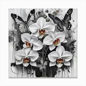 Orchids And Butterflies Canvas Print