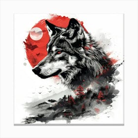 Wolf In The Moonlight 4 Canvas Print