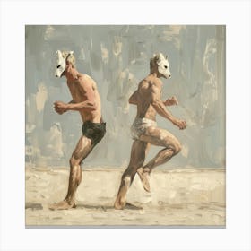 Men Dancing Fox Masks - S Canvas Print