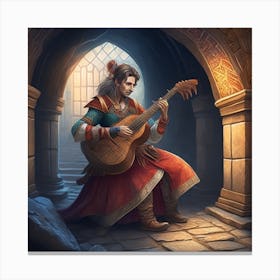 Young Woman Playing The Guitar Canvas Print