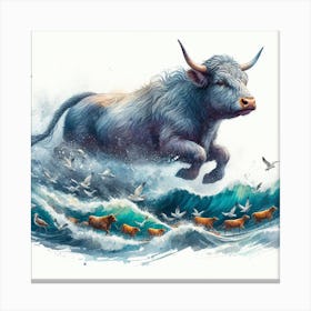 Cow Watercolour Art Print 3 Canvas Print