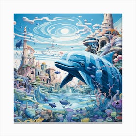 Dolphin In The Sea Canvas Print