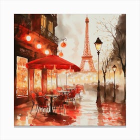 Romantic Paris Cafe 5 Canvas Print