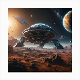 Spaceship In Space Canvas Print