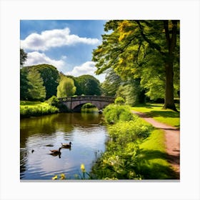 Nature Summer Outdoors Water Sightseeing Victory Park Duck Pond Garden Lake Shore Autumn (2) Canvas Print