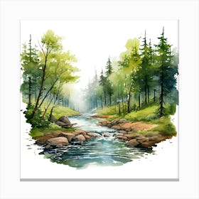 Watercolor Forest Landscape 5 Canvas Print