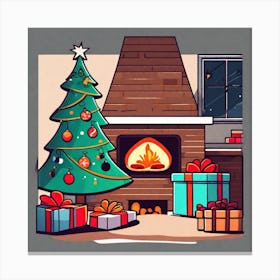 Christmas Tree And Presents 8 Canvas Print