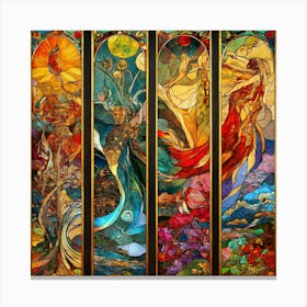 Four Stained Glass Panels Canvas Print