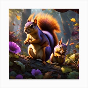 Squirrel and Chipmunk In The Forest Canvas Print