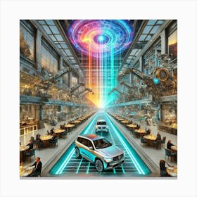 Futuristic Suv Factory With Restaurant Canvas Print