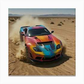 Colorful Sports Car In The Desert Canvas Print