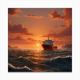 Sunset On The Ocean 1 Canvas Print