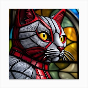 Cat, Pop Art 3D stained glass cat superhero limited edition 4/60 Canvas Print