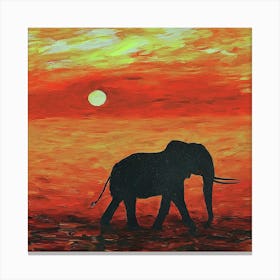 Sunset Elephant art print Canvas Print