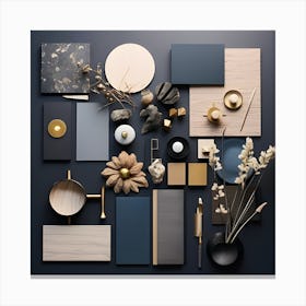 mood board contemporary style interior design Canvas Print