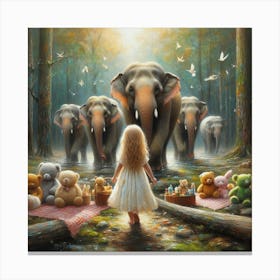 Picnic With Elephants 1 Canvas Print