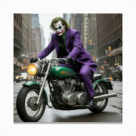 Joker On Motorcycle Canvas Print