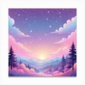 Sky With Twinkling Stars In Pastel Colors Square Composition 172 Canvas Print