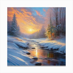 Sunset Over A Stream 2 Canvas Print